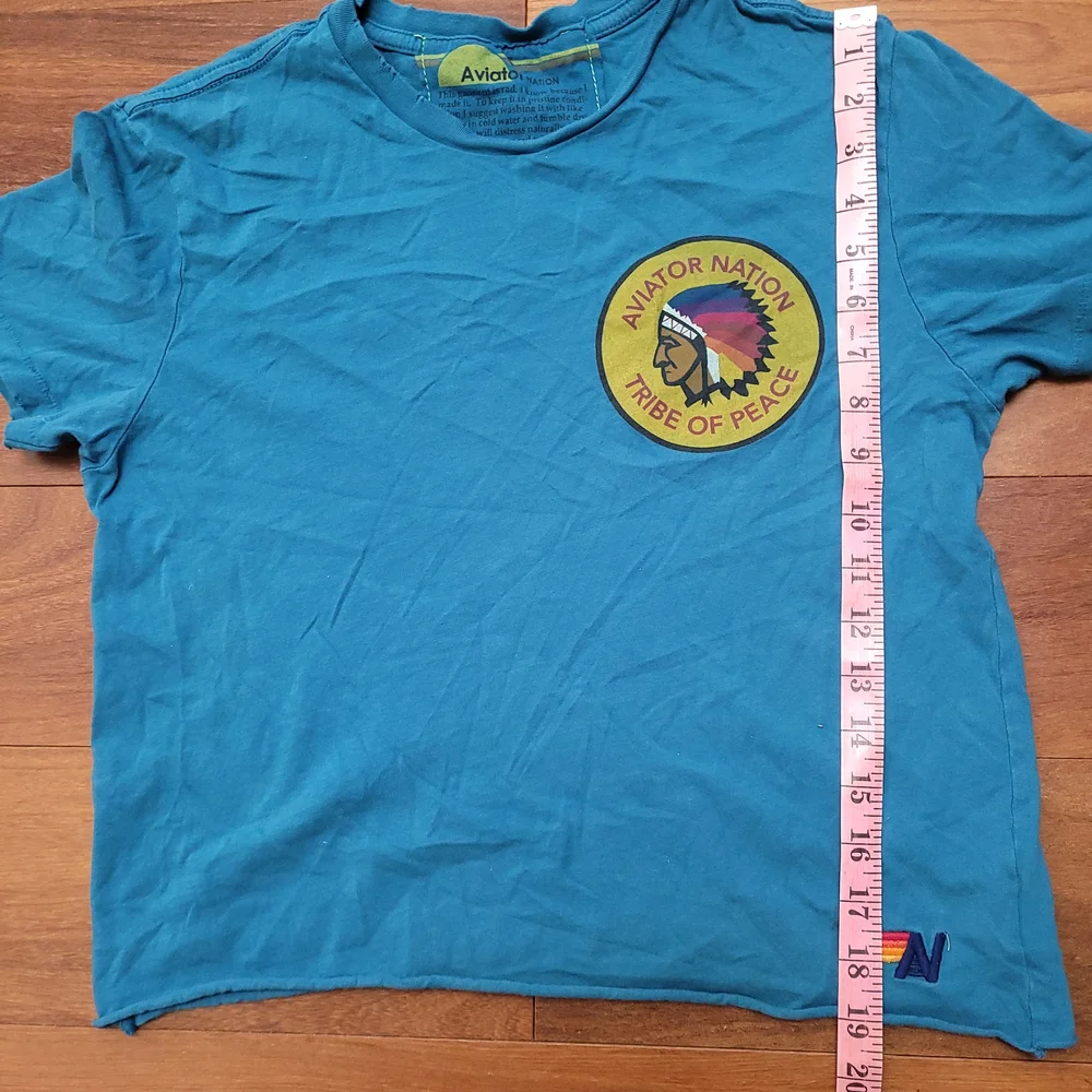 Aviator Nation Shirt Tribe Of Peace Indian Graphic Cropped Boyfriend Distressed - Picture 11 of 13